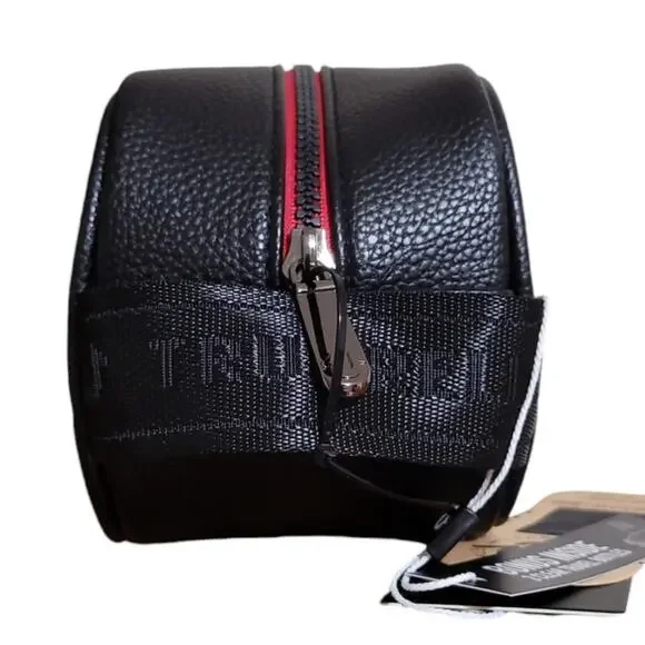 True Religion Travel Bag Dopp Kit Black Faux Leather Horseshoe Logo Shaving Kit - Picture 4 of 8